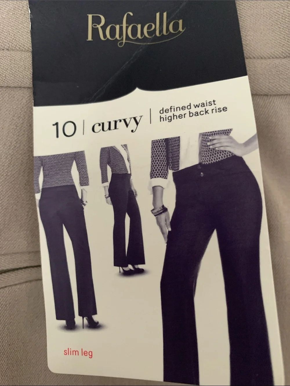 NWT Rafaella Curvy Fit Taupe Beige Straight-Leg Dress Pants Size 10